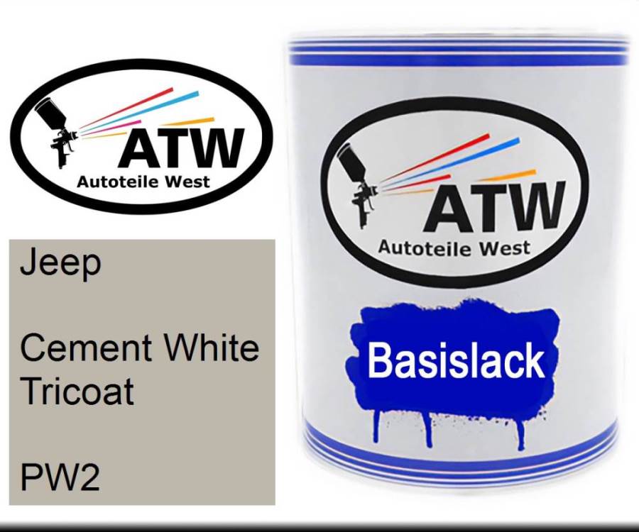 Jeep, Cement White Tricoat, PW2: 1L Lackdose, von ATW Autoteile West.